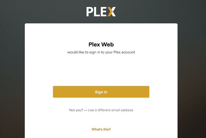 Plex welcome screen